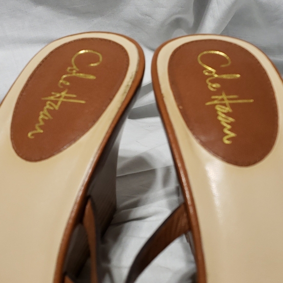 Cole haan wedge sandals tan eyelet adjustable 🔥 - Picture 4 of 9
